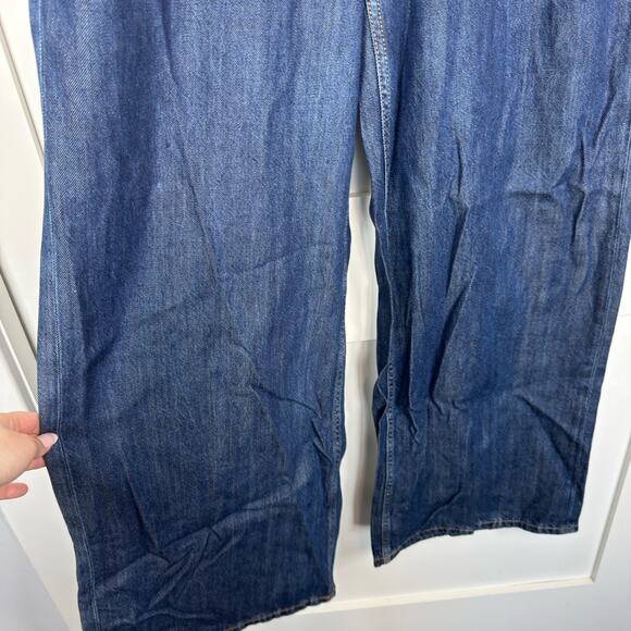 The Drop Alba Dark Indigo Wide Leg High Rise Relaxed Denim Size 29 NWT - Picture 4 of 12